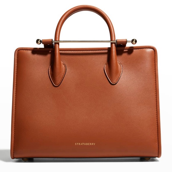 Strathberry Handbags - New With Tags Strathberry Midi Metal Bar Leather Tote Bag in color Chestnut